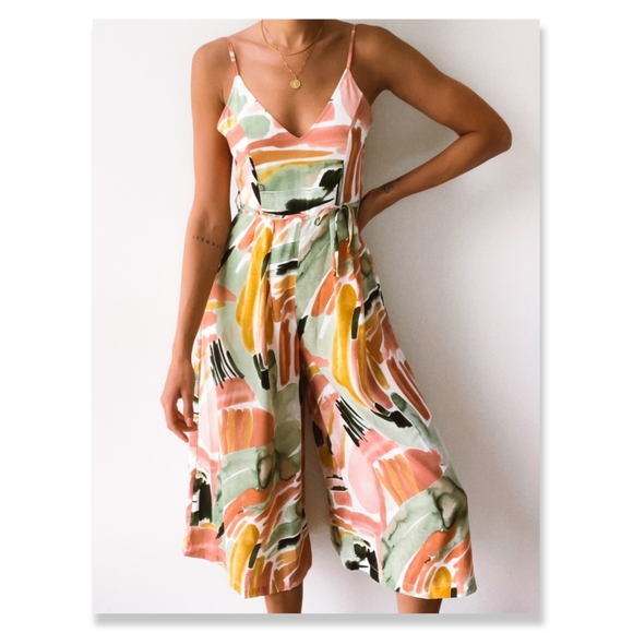 Pants - 🎉HP🎉 Watermelon Basil Watercolor Jumpsuit